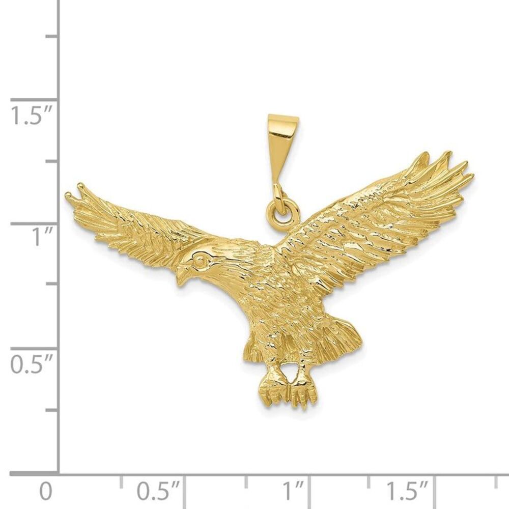 10k Yellow Gold Solid Polished Eagle Pendant - image 8